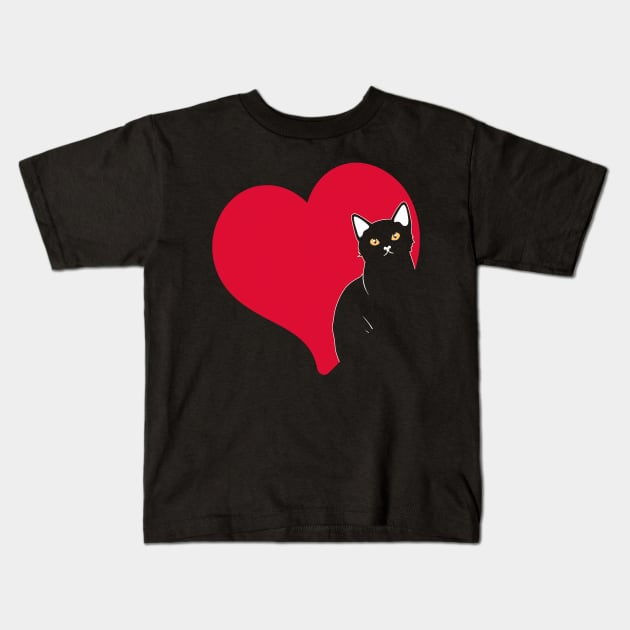 Cat Valentines Day Boys Girls Valentine Kids T-Shirt by Neldy